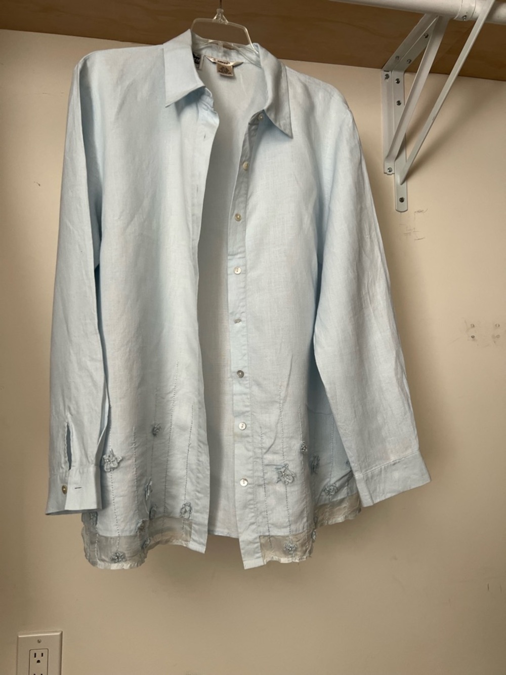 Edward women Light Blue Button-Down Linen Shirt - Women